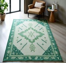 Green Medallion Wool Rug